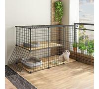 Cat playpen Cat Crates for Indoor Cats Cat Outdoor Enclosure Diy Metal Kennel with Platform Mat for 1-2 Cats, Ferret, Chinchilla, Rabbit, Small Animals(111 * 49 * 73cm)
