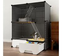 cat playpen Cat Enclosure with Cat Litter Box, Large 2/3 Tier Cat Kennels, Indoor DIY for Small Animal, Detachable Metal Kennels(75x49x91cm)