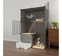 cat playpen Cat Enclosure with Cat Litter Box, Large 2/3 Tier Cat Kennels, Indoor DIY for Small Animal, Detachable Metal Kennels(75x49x111cm)