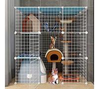 cat playpen Cat Enclosures Indoor Detachable Metal DIY Cat Kennels Ferret Crate Pet Large Exercise Place, with Ramp Ladders Hammock and Bed - Ideal for 1-4 Cats(110x75x109cm)