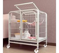 Cat Playpen Enclosure with Top Cover on Wheels, Indoor Cat Cages with Pull-out Tray for Small Animals