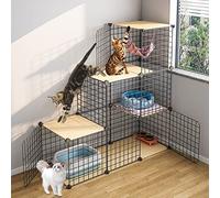 Cat Playpen - Ferret Cage, Cat Enclosure Metal Wire Grids Storage, Storage Bins Shelves, Modular Bookshelf, Closet Cabinet Ideal for Home, Living Room, Office,C1-111 * 39 * 109CM