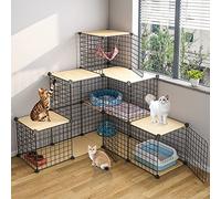 Cat Playpen - Ferret Cage, Cat Enclosure Metal Wire Grids Storage, Storage Bins Shelves, Modular Bookshelf, Closet Cabinet Ideal for Home, Living Room, Office,C4-111 * 111 * 109CM