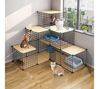 Cat Playpen - Ferret Cage, Cat Enclosure Metal Wire Grids Storage, Storage Bins Shelves, Modular Bookshelf, Closet Cabinet Ideal for Home, Living Room, Office,C5-111 * 121 * 109CM
