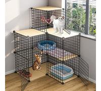 Cat Playpen - Ferret Cage, Cat Enclosure Metal Wire Grids Storage, Storage Bins Shelves, Modular Bookshelf, Closet Cabinet Ideal for Home, Living Room, Office,C3-75 * 75 * 109CM