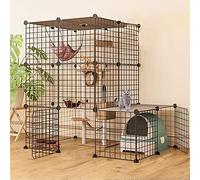 Cat Playpen - Ferret Cage Indoor Diy Cat Playpen Detachable Cat Crate Ideal For 1-4 Cats,Black-111 * 75 * 109cm-A