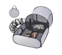 Cat Playpen, Foldable Pet Playpen with Tunnel, Outdoor Cat Enclosure Tunnel with Breathable Mesh, Portable Exercise Kennel Tent for Small Animals, Kitten, Puppy Camping House