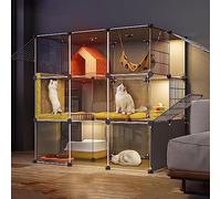 cat playpen for Indoor Cats, Transparent Pvc Design, Pet Cages for Small Animals, Large Exercise Place Ideal for 1-2 Cats(Package a,110 * 75 * 109CM)