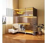 Cat playpen Indoor, Cat Enclosure DIY Pet Playpen Kitten Cage with Litter Box Cat House Detachable Metal Wire Kennels Crate(109x39x112cm)