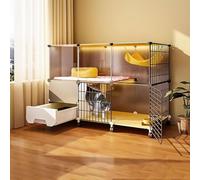 Cat playpen Indoor, Cat Enclosure DIY Pet Playpen Kitten Cage with Litter Box Cat House Detachable Metal Wire Kennels Crate(109x39x78cm)