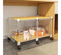 cat playpen Indoor, Cat Enclosures DIY Detachable Small Animal Cage with Wheel Large Exercise Place Ideal for 1-3 Cats, Rabbit and Small Animal(70x45x40cm)