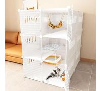 Cat playpen Indoor Cat Fence DIY Detachable Small Animal Cage Cat Enclosures Large Exercise Place Ideal for 1-3 Cats, Rabbit and Small Animal(70x90x105cm)