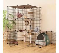 Cat Playpen - Indoor Detachable Cat Crate for 1-4 Cats - Ideal Ferret Cage for Small Pets(111 * 75 * 109cm-A)