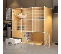 Cat playpen Indoor Detachable Metal Wire Indoor DIY Kennels Crate with Cat Litter Box Detachable Metal Wire KennelsExercise Place Ideal for 1-4 Ca(111x49x109cm)