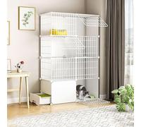 Cat playpen Indoor DIY Cat Cages Playpen Detachable Metal Wire Kitten Cage Pet Cat Kennel Enclosures with Door for Kitten Small Animals(Wit,95x37x145cm)