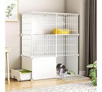 Cat playpen Indoor DIY Cat Cages Playpen Detachable Metal Wire Kitten Cage Pet Cat Kennel Enclosures with Door for Kitten Small Animals(Wit,95x37x109cm)