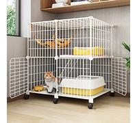 cat playpen Indoor Large DIY Cat Enclosure Playpen Small Animals Cages Cat Kennels with Universal WheelExercise Place Ideal for 1-3 Cats(75x39x76cm)