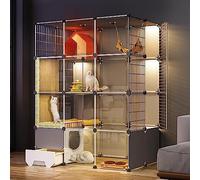 cat playpen Indoor/outdoor with Litter Box, Pet Playpen for Cats, Transparent Design, Kennels for Cats Easy To Clean(Package a,110 * 75 * 145CM)
