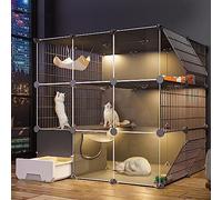 cat playpen Indoor/outdoor with Litter Box, Pet Playpen for Cats, Transparent Design, Kennels for Cats Easy To Clean(Package B,110 * 95 * 109CM)