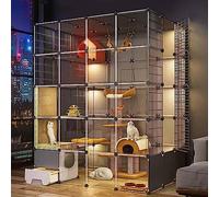 cat playpen Indoor/outdoor with Litter Box, Pet Playpen for Cats, Transparent Design, Kennels for Cats Easy To Clean(Package C,145 * 110 * 180CM)