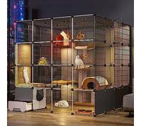 cat playpen Indoor/outdoor with Litter Box, Pet Playpen for Cats, Transparent Design, Kennels for Cats Easy To Clean(Package a,145 * 145 * 145CM)