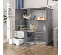 Cat playpen Indoor with Litter Box, Cat Cages Playpen Cat Enclosure Detachable Metal Small Animal Cage DIY Kitten Playpen Extra Large Space(111x49x109cm)