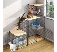 Cat Playpen - Large 3 Tier Cat Cage Cat Enclosure Indoor Detachable Metal Wire Indoor Diy Kennels Crate Cat Kennels Ferret Cage - Large Exercise Place Ideal For 1-3 Cats,Onecolor-111x49 x 109 m