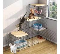Cat playpen - Large 3 Tier Cat Enclosure Indoor Detachable Metal Wire Indoor DIY Kennels Crate Cat Kennels Ferret CageExercise Place Ideal for 1-3 Cats(111x39x109cm)