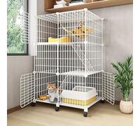 Cat playpen Large Cat Cages Indoor Enclosures & Steps, Cat Kennel Metal Kennels Crate with Universal Wheel(75x39x112cm)