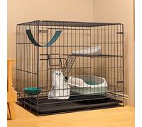 Cat Playpen Outdoor, Pet Playpen for Small Animals, Rabbit Playpen, Cat Cages Indoor Large with Litter Tray, Encrypted Metal Material, Convenient and Easy to Clean,Onecolor-58 * 41 * 50cm