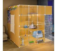 Cat playpen Pet Cages for Cats, Dog Cage Hd Indoor Cat Enclosures Diy Design Black Kitten Playpen for Pet Puppies Ferret Rabbit Hedgehog Guinea Pig(140 * 135 * 140cm)