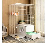 Cat Playpen - Pet Exercise Yard Fence Cage with Door and Integrated Litter Box, Easy to Clean, Ideal for Small Pets, Rabbits, Hedgehogs, Guinea Pigs