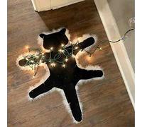 Cat Plush Carpet Small Area Rugs Room Rug Cute Fried Light Up Fried Cat Rug Cat Plush Carpet with Lights for Home Bedroom Livingroom Xmas Decor(#2)
