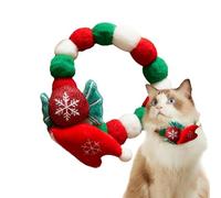 Cat Plush Collar, Christmas Cat Collar | Comfortable Plush Ball Neck | Elastic Cat Collar, Funny Christmas Pet Costume, Cute Candy Hat, Decoration for the Cat