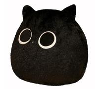 Cat Plush Pillow, Round Big Cat Stuffed Animal Soft Hugable Lying Pillow Adult Girl Birthday (Black)