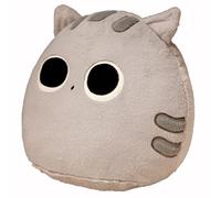 Cat Plush Pillow, Round Big Cat Stuffed Animal Soft Hugable Lying Pillow Adult Girl Birthday (Grey)