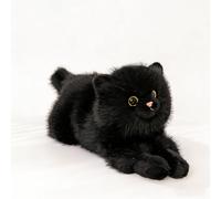 Cat Plush Toy, Cuddly Toy Lifelike Interactive Cat with Realistic Meow Sounds, Kitten Stuffed Animal, Cat Sleep Companion Pillow, Huggable Kitten Plushie Toy, Gifts for Boys and Girls (Black,58cm)