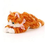 Cat Plush Toy, Realistic Stuffed Cat Animal with Interactive Meowing Sound, Lifelike Cats Doll Kitten Farm Animals Stuffed Toys, Huggable Kitten Plushie Toy, for Children and Cat Lovers (Orange,30cm)