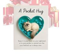 Cat Pocket Hugs - 6cm Heart Shaped Ornament, Table Keepsake, Cute Cat Figurine, Gift for Animal Lovers, Home Decor, Collector's Pendant, Lightweight Resin and Paper, Portable Display