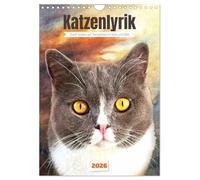 Cat poetry - Twelve souls on velvet paws in words and pictures UK-Version (Wall Calendar 2026 DIN A4 Portrait), CALVENDO 12 Month Wall Calendar
