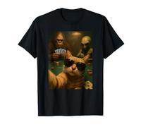 Cat Poker Selfie Bigfoot & Alien Playing Cards Funny T-Shirt