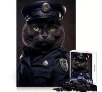 Cat Police Uniform Jigsaw Puzzles for Adults 1000 Memory Skill Serene Activity Clean Edges Fine Xmas Gift size 38x52cm