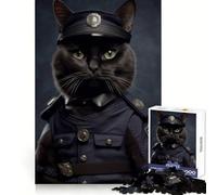 Cat Police Uniform Teenagers Puzzles 1000 Piece Jigsaws Logical Think Easy Enjoyment Seamless Lock Seasonal Gift size 38x26cm