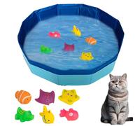 Cat Pool 30 x 10 cm, Foldable Cat Pool with 6 Toys, Mini Pool for Cats Dogs, Cat Toy Swimming Pool, Paddling Pool for Cat Dog Bathtub, Water Toy Mini Pool for Summer (A)