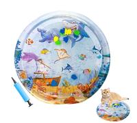 Cat Pool Toy, Water Mat for Cats, Interactive Cat Game Mat, Interactive Sensory Water Bed with Fish, Large Cooling Enrichment Pad for Indoor Outdoor Activity