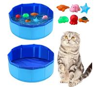 Cat Pool Toy with Fish-Water Cat Toys, Upgraded Cat Water Sensory Play Mat Toys, Swimming Bath Plastic Fish Toy for Bored Indoor Cats, Many Marine Elements Stimulate Vision and Enhance Movement