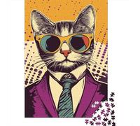 Cat Pop Art 1000 Pieces Mini Jigsaw Puzzle for Adults | 38x26cm Cardboard, Living Room Decor, Durable Structure, Birthday Gift, Mind Relaxation