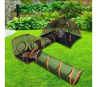 Cat Pop Up Pet Tent, Pet Cat and Dog Tunnel Playhouse, Portable Cat Playpen with Tunnel, Play Mesh Enclosures Tent, Playpen Visual Mesh House for Cats, Rabbits Ferrets, Small Animals