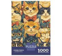 Cat Portraits Jigsaw Puzzle 1000 Piece Jigsaw Puzzle Paper for Adults Drawing Style Puzzle Game for Family Relaxation Gift 70x50cm/1000pcs