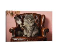 Cat Poster A Cat Lazily Curls Up on An Elegant Sofa, Adding The Perfect Accent to A Dorm Lounge Or Stylish Kitchen Space. This Vintage Wall Decor Brings A Touch of Playful Charm. 08x12inch(20x30cm)